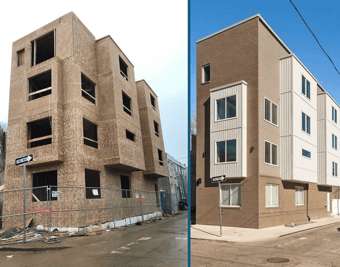 Before and after of a multi-unit new construction project