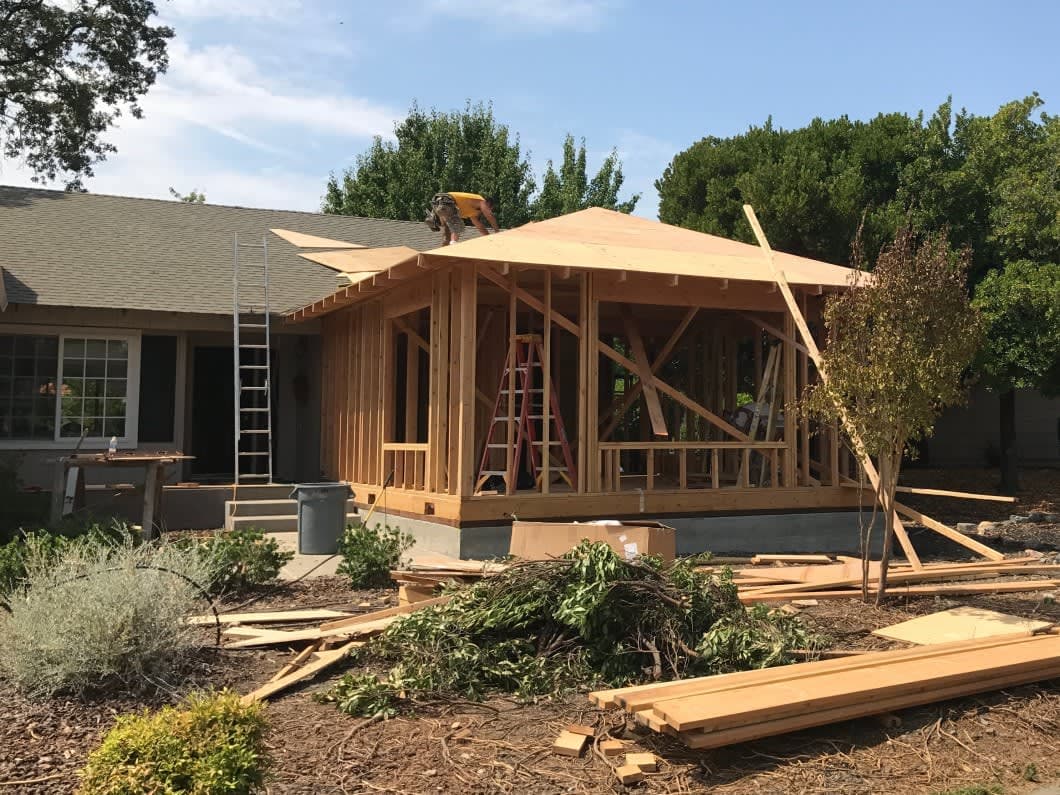 A home addition under construction by INSPO Construction & Renovations